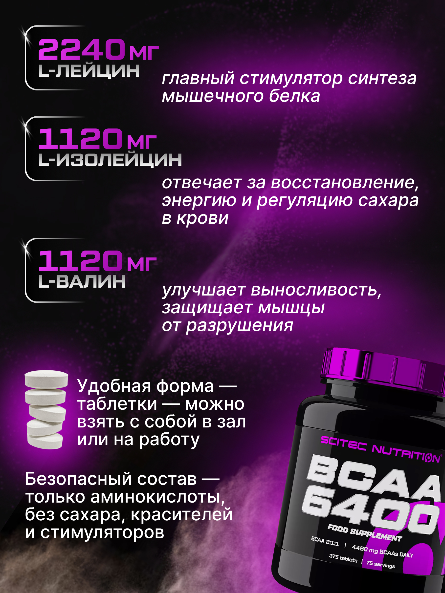 Scitec Nutrition BCAA 6400 375 таб.