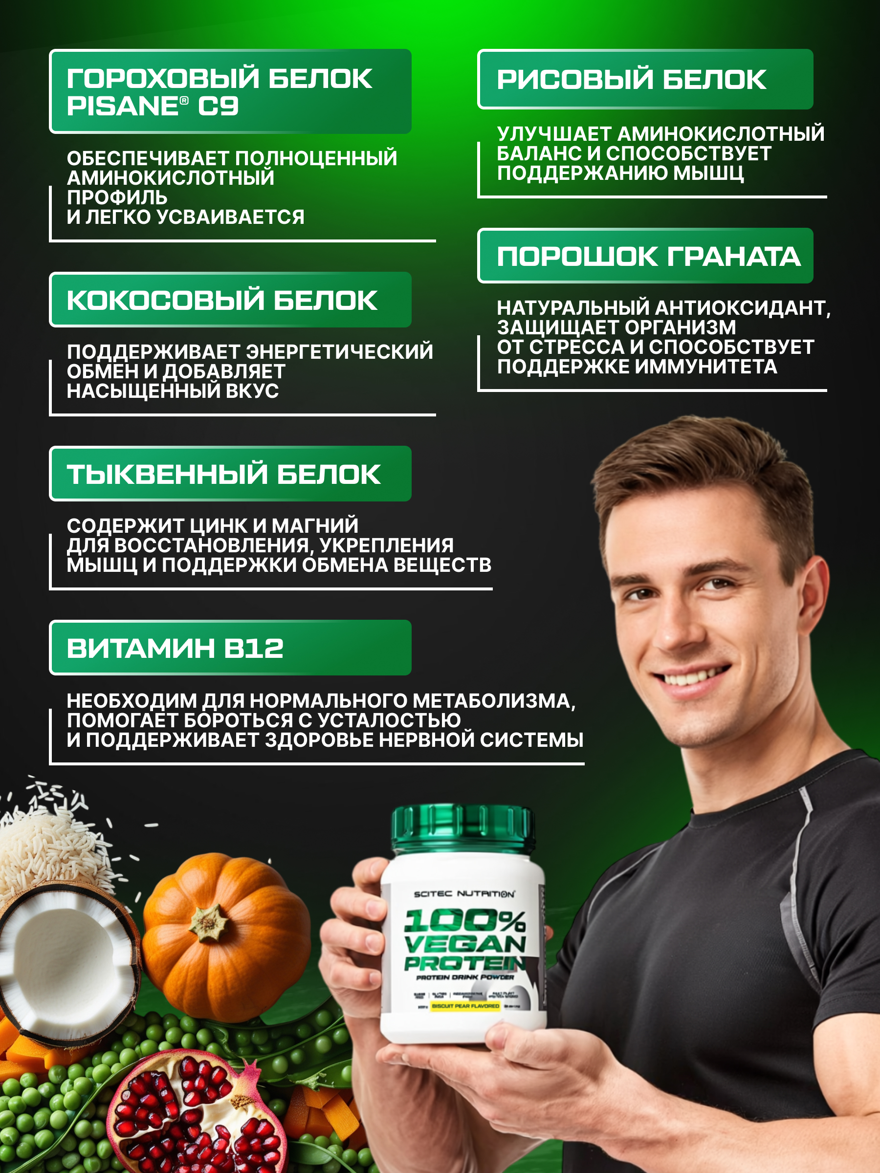 Scitec Nutrition 100% Vegan Protein 1000 г (Бисквит-Груша)