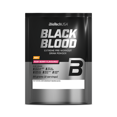 BioTechUSA Black Blood NOX+ пробник 20 г. Х 50 шт. (Красная ягода)