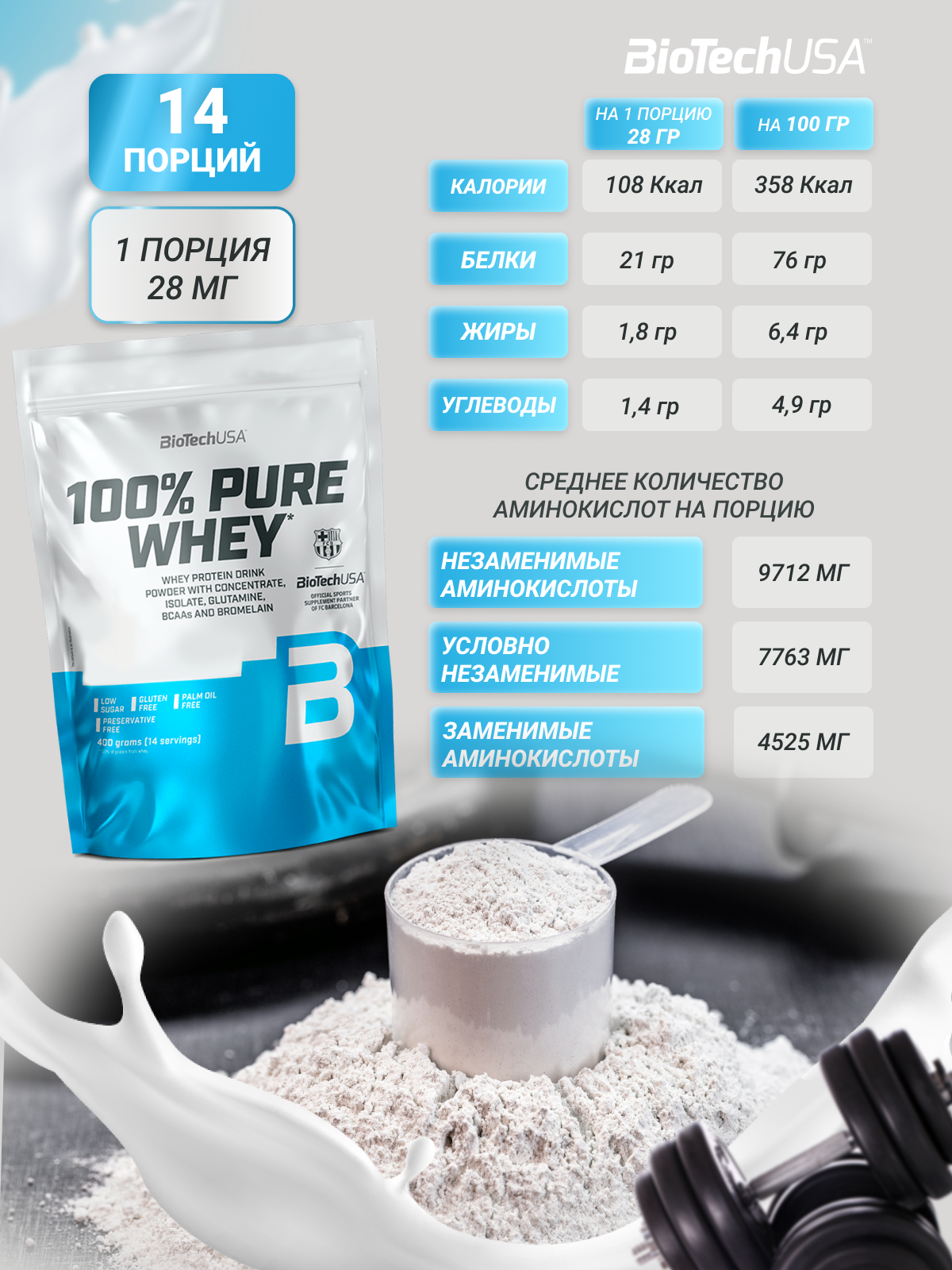 BioTechUSA 100% Pure Whey 400 г.
