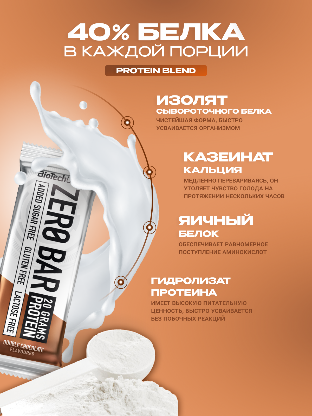 BioTechUSA Zero Bar 20х50 г. (Двойной шоколад)