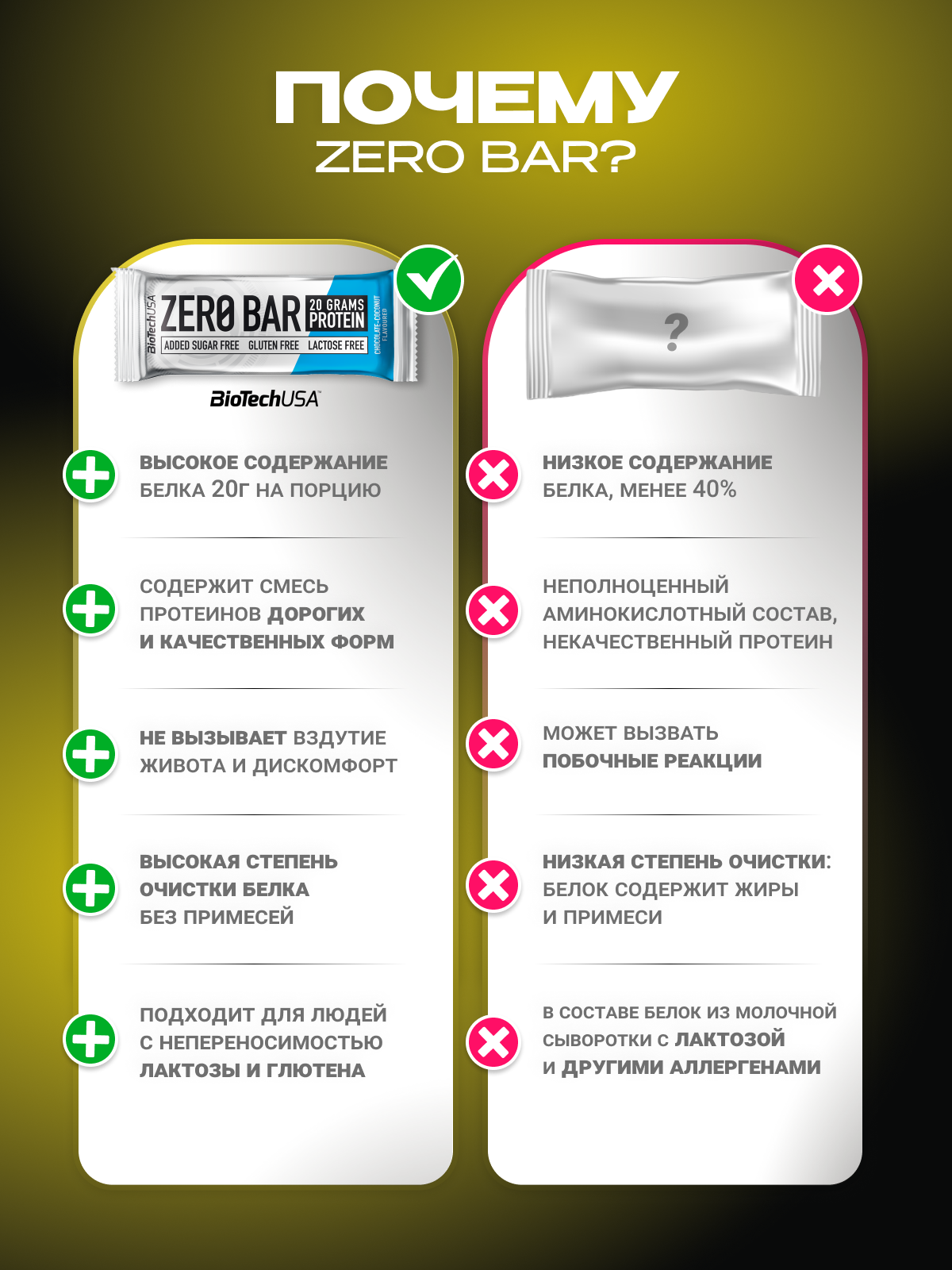 BioTechUSA Zero Bar 20х50 г. (Шоколад - банан)