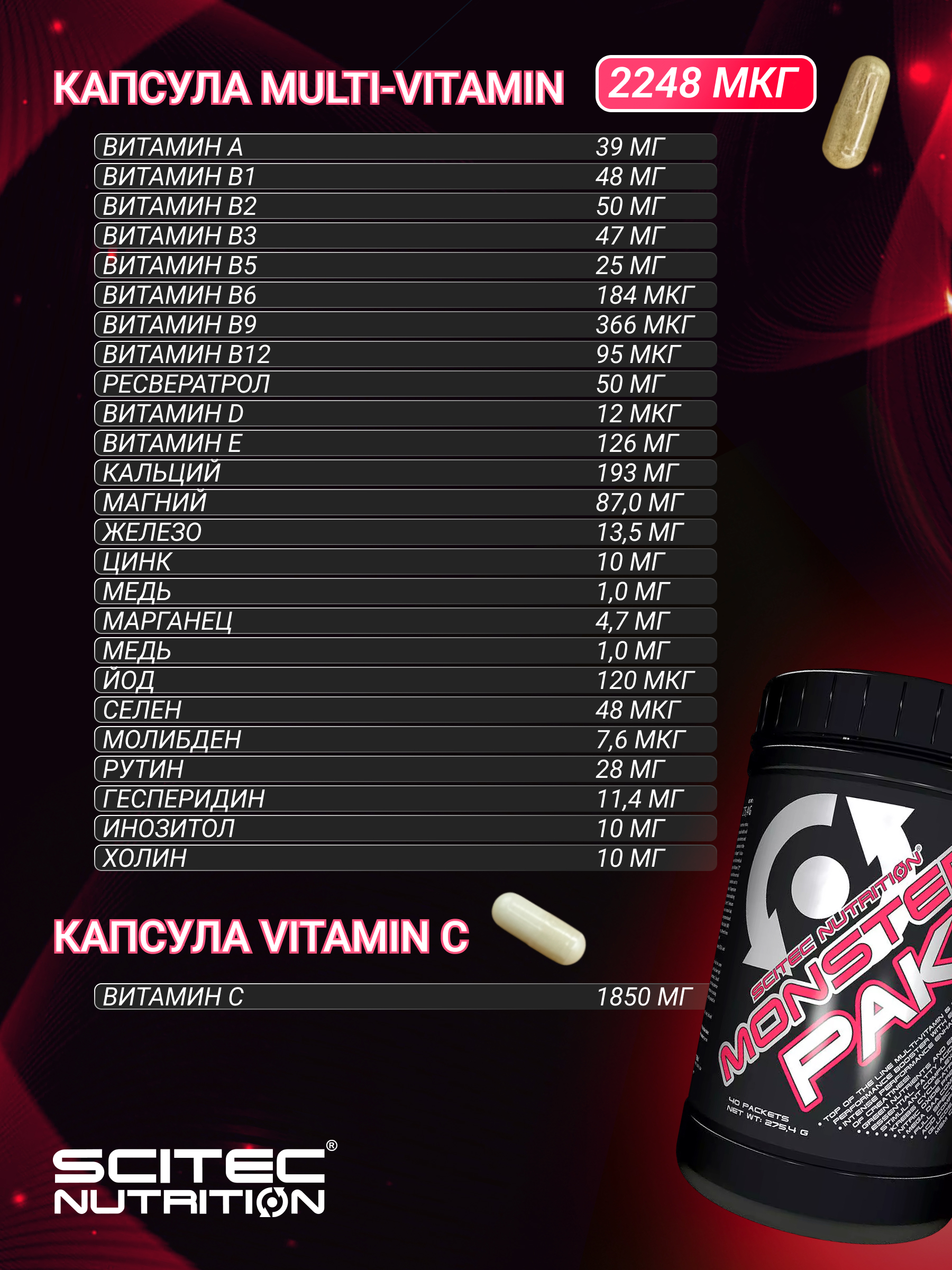 Scitec Nutrition Monster pak 40 пак.